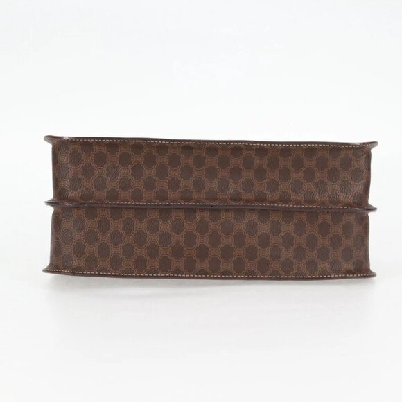 CELINE Circle Macadam Canvas Hand Bag PVC Leather 2way Brown Gold Auth 122270AV - Picture 10 of 15